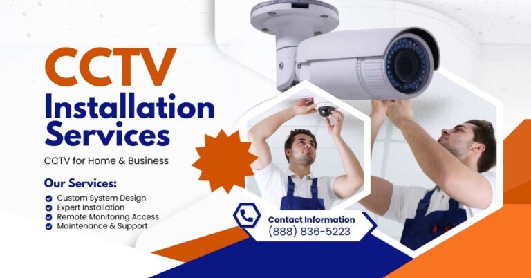 orange and blue modern cctv installation services facebook ad