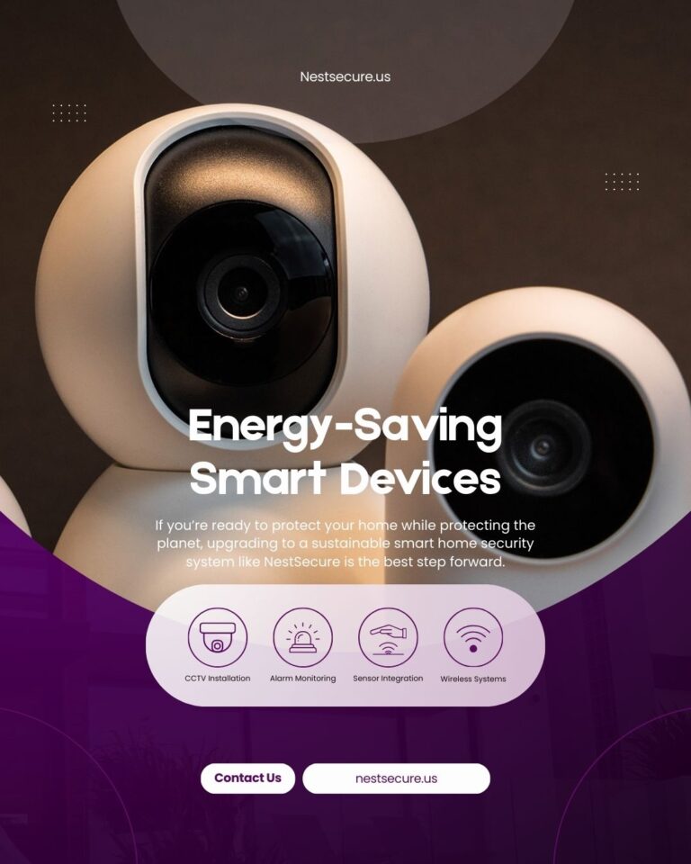 purple and white modern home security services promotion instagram post